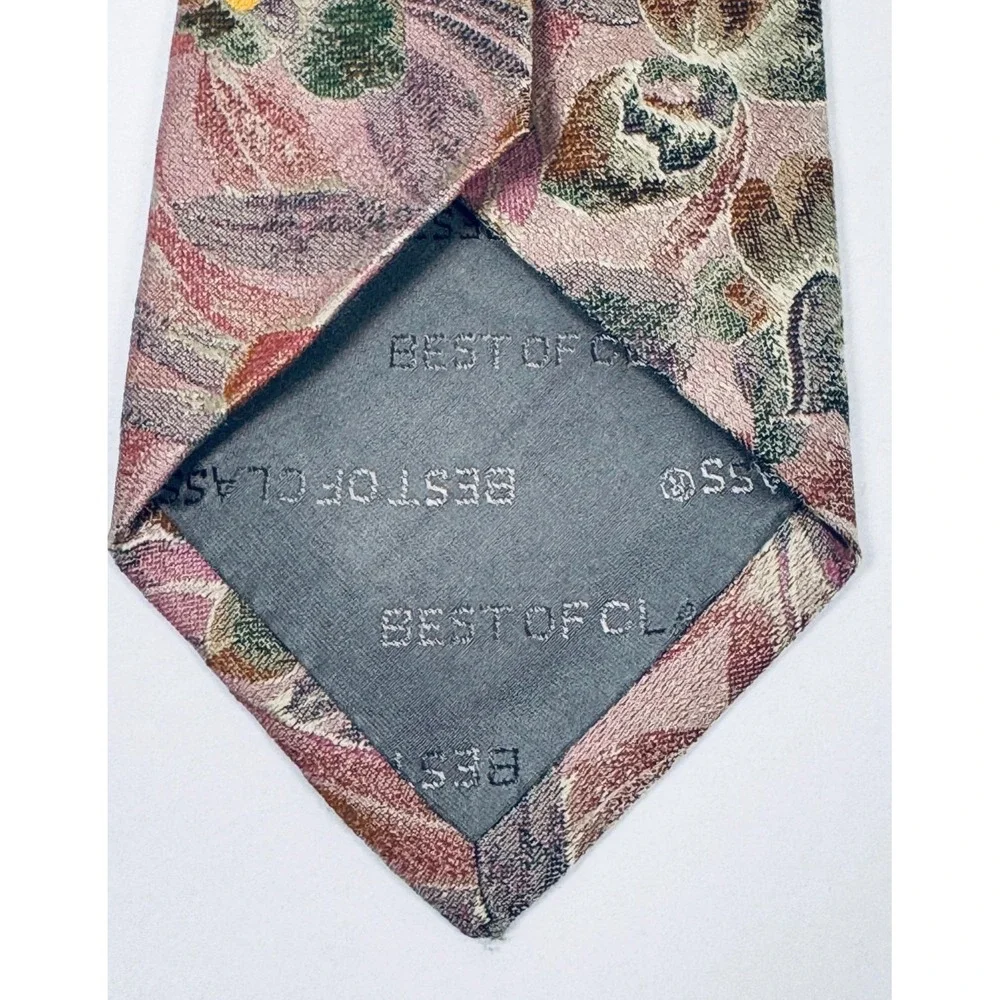 Robert Talbott Tie Mens Silk Floral Mauve Green USA Handmade Vintage Necktie